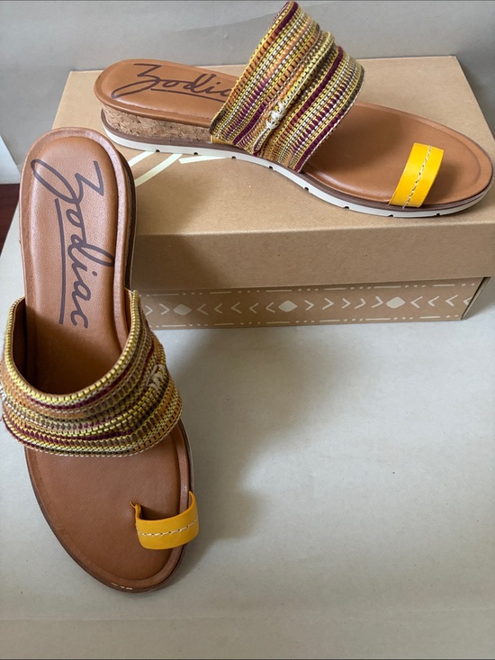 Zodiac Shoes - Zodiac Yellow & Multicolor Woven Slide Sandals